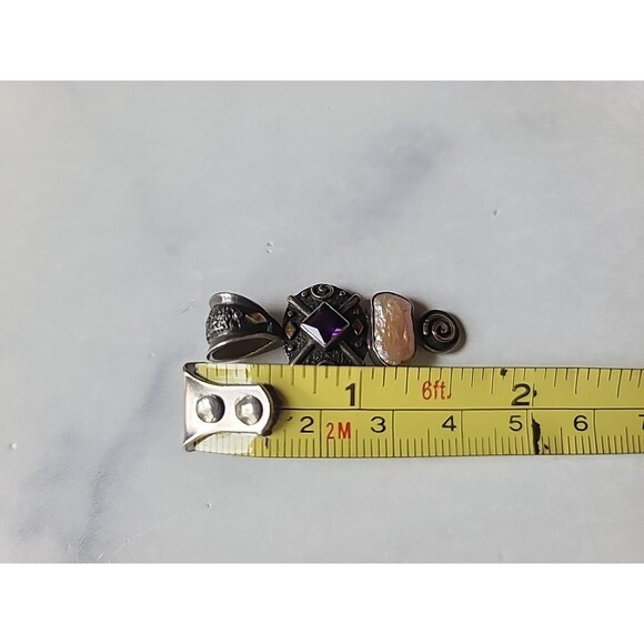 925 Sterling Silver Amethyst Pearl Pendant Vintage - Picture 7 of 10
